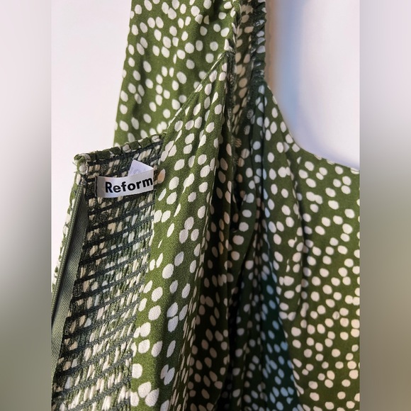 Reformation Sigmund Dress Moiret Polka‎ Dot Midi Slit  Size 14 - Picture 9 of 13